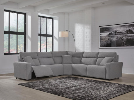 Modmax II Salt and Pepper Next-Gen Nuvella™ 5-Piece Power Reclining Sectional - image 1