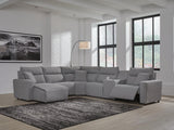 Modmax II Salt and Pepper Next-Gen Nuvella™ 6-Piece Power Reclining Sectional with Chaise and Console - image 1