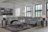 Modmax II Salt and Pepper Next-Gen Nuvella™ 6-Piece Power Reclining Sectional with Chaise and Console - image 3