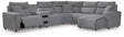 Modmax II Salt and Pepper Next-Gen Nuvella™ 6-Piece Reclining Sectional with Chaise and Audio Console - image 1