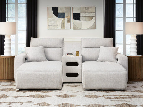 Modmax II Stone 3-Piece Power Reclining Sectional with Chaise and Audio Console from Decor Furniture