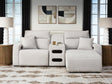 Modmax II Stone 3-Piece Power Reclining Sectional with Chaise and Audio Console - image 1