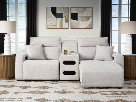 Modmax II Stone 3-Piece Power Reclining Sectional with Chaise and Audio Console - image 1