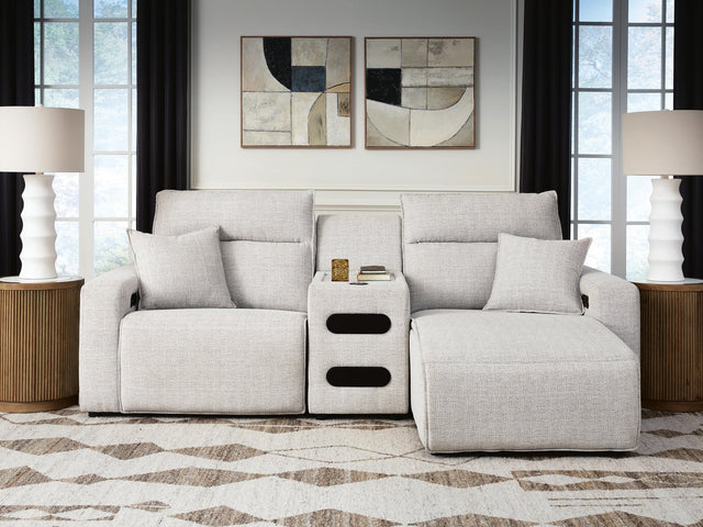 Modmax II Stone 3-Piece Power Reclining Sectional with Chaise and Audio Console - image 1