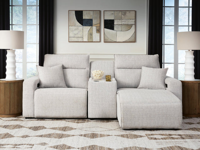 Modmax II Stone 3-Piece Power Reclining Sectional with Chaise and Console - image 1