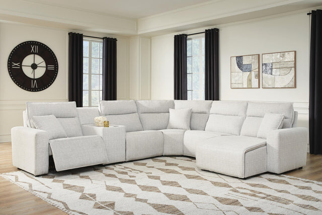 Modmax II Stone 6-Piece Power Reclining Sectional with Chaise and Console - image 1