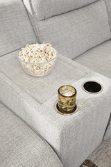 Modmax II Stone 6-Piece Power Reclining Sectional with Chaise and Console detail view