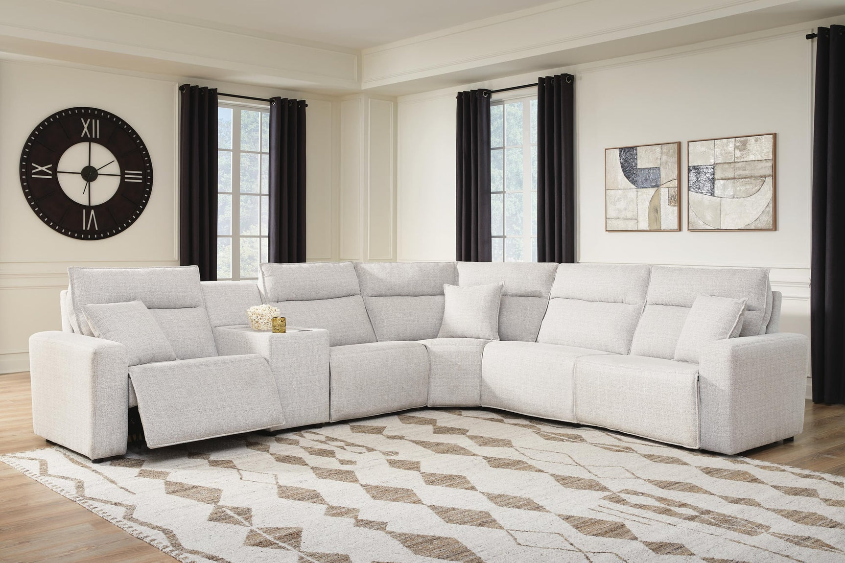 Modmax II Stone 6-Piece Power Reclining Sectional with Console - image 1