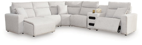 Modmax II Stone 6-Piece Reclining Sectional with Chaise and Audio Console - image 1