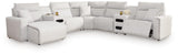 Modmax II Stone 7-Piece Power Reclining Sectional with Chaise and Audio Consoles from Decor Furniture