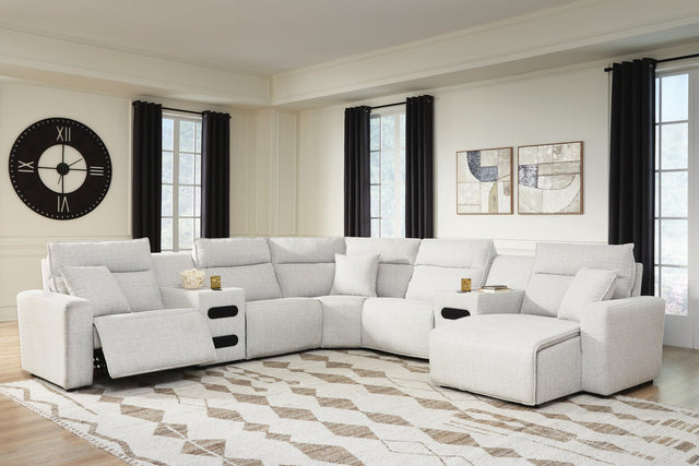 Modmax II Stone 7-Piece Power Reclining Sectional with Chaise and Audio Consoles - image 1