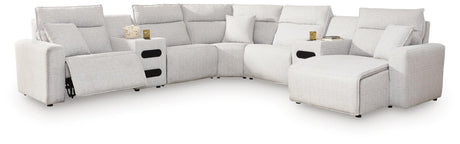 Modmax II Stone 7-Piece Power Reclining Sectional with Chaise and Audio Consoles - image 2