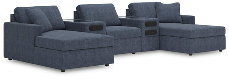 Modmax Ink Performance Fabric,Next-Gen Nuvella™ 5-Piece Double Chaise with Audio Consoles - image 1