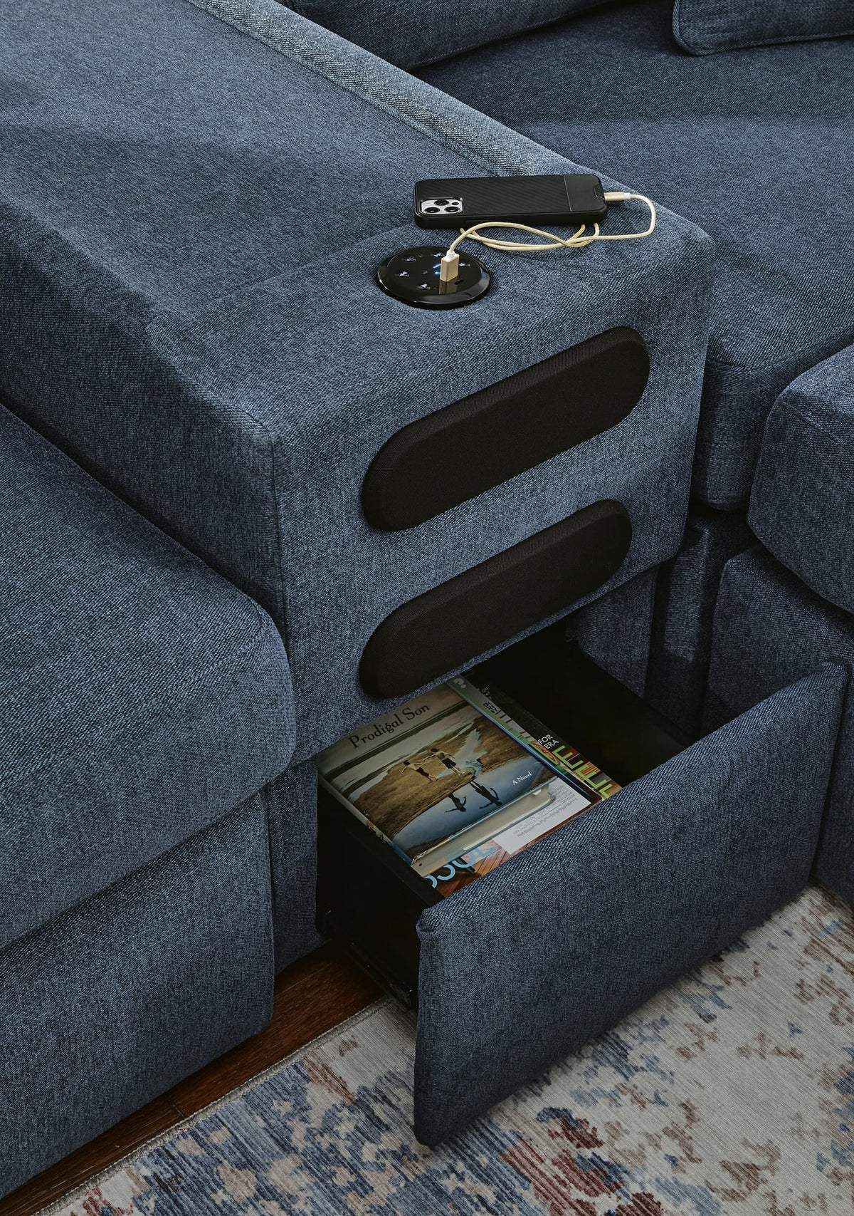 Modmax Ink Performance Fabric,Next-Gen Nuvella™ 7-Piece Sectional with Audio Console - image 15