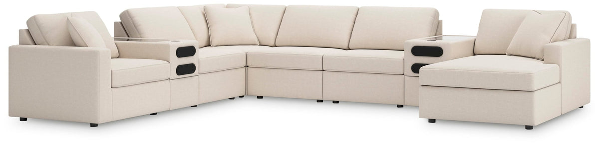 Modmax Oyster Performance Fabric,Next-Gen Nuvella™ 8-Piece Sectional with Audio System and Chaise - image 1