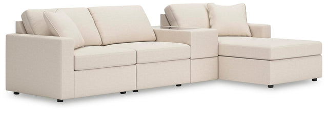 Modmax Oyster Performance Fabric,Next-Gen Nuvella™ 4-Piece Sectional with Chaise from Decor Furniture
