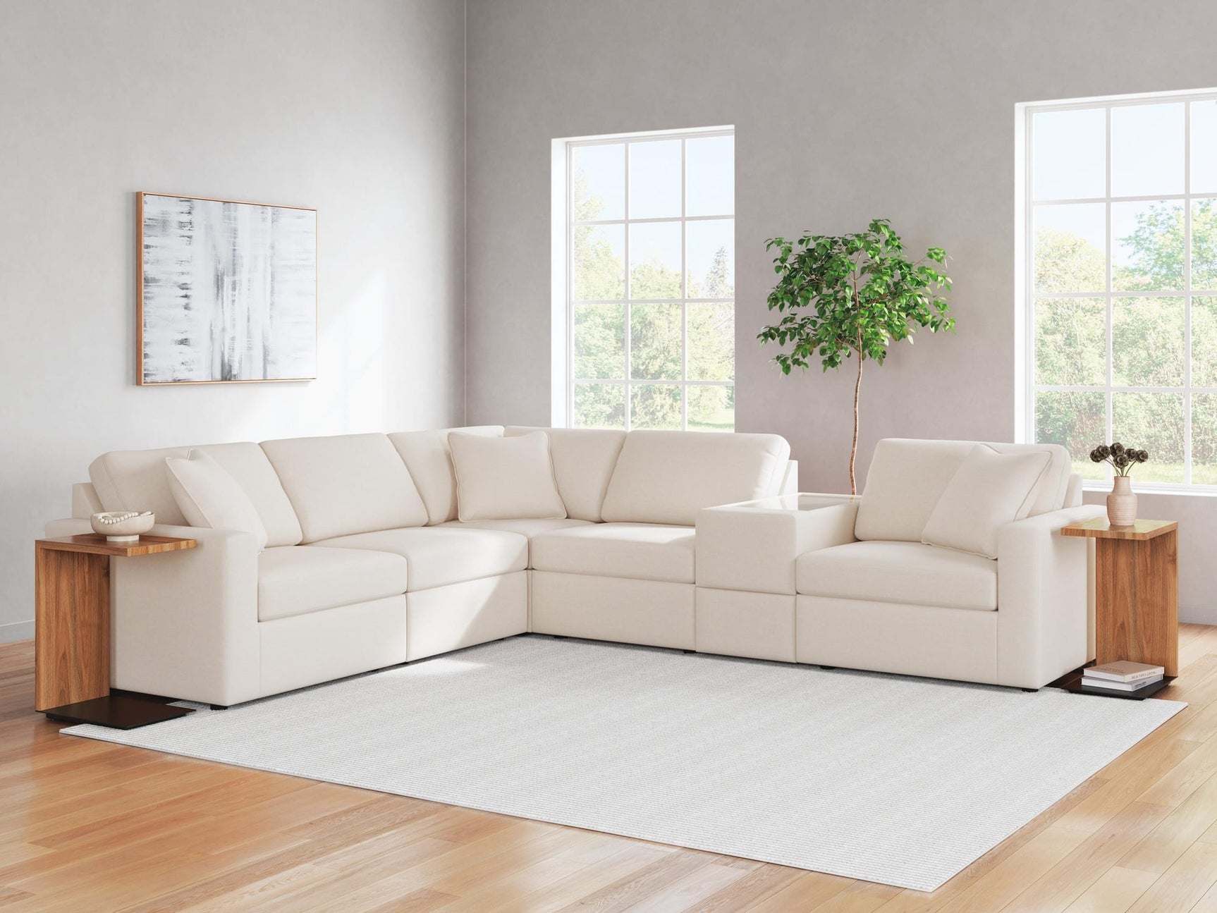 Modmax Oyster Performance Fabric,Next-Gen Nuvella™ 6-Piece Sectional from Decor Furniture