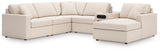 Modmax Oyster Performance Fabric,Next-Gen Nuvella™ 6-Piece Sectional with Audio System and Chaise from Decor Furniture