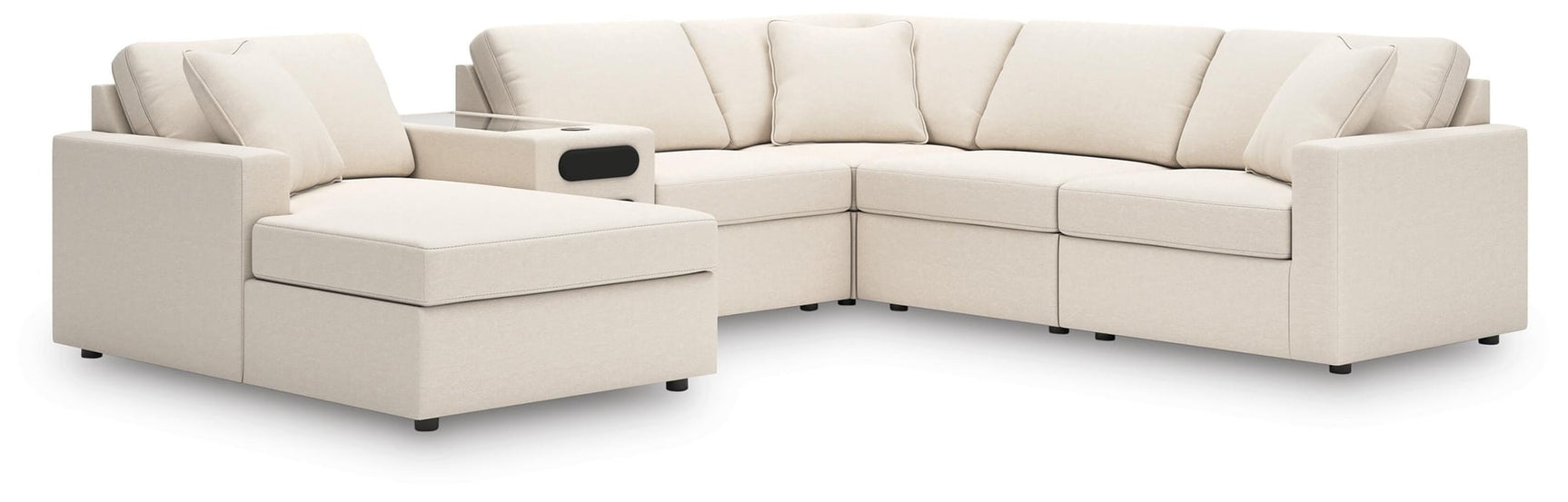 Modmax Oyster Performance Fabric,Next-Gen Nuvella™ 6-Piece Sectional with Audio System and Chaise - image 1