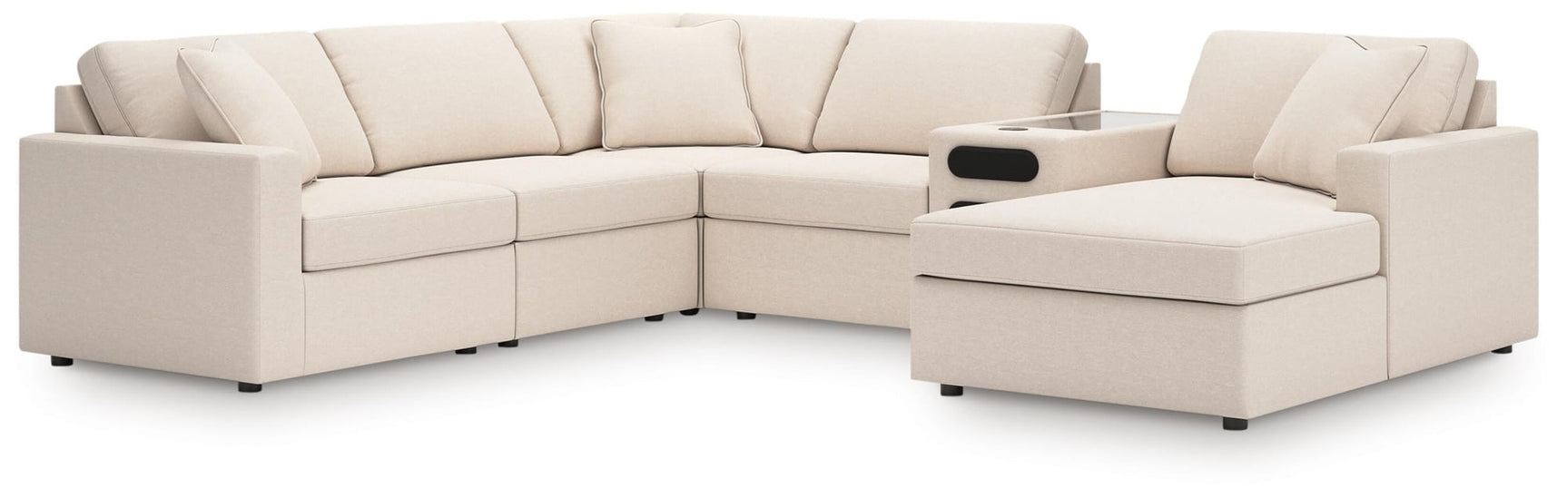 Modmax Oyster Performance Fabric,Next-Gen Nuvella™ 6-Piece Sectional with Audio System and Chaise - image 1