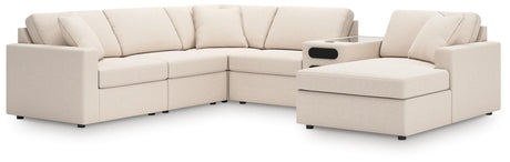 Modmax Oyster Performance Fabric,Next-Gen Nuvella™ 6-Piece Sectional with Audio System and Chaise - image 1