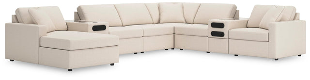Modmax Oyster Performance Fabric,Next-Gen Nuvella™ 8-Piece Sectional with Audio System and Chaise - image 1