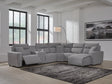 Modmax II Salt and Pepper Next-Gen Nuvella™ 6-Piece Power Reclining Sectional with Chaise and Console - image 1