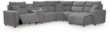 Modmax II Salt and Pepper Next-Gen Nuvella™ 6-Piece Power Reclining Sectional with Chaise and Console - image 2