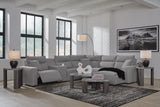 Modmax II Salt and Pepper Next-Gen Nuvella™ 6-Piece Power Reclining Sectional with Chaise and Console - image 3