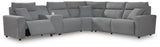 Modmax II Salt and Pepper Next-Gen Nuvella™ 6-Piece Reclining Sectional with Console - image 2