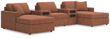 Modmax Spice Performance Fabric,Next-Gen Nuvella™ 5-Piece Double Chaise with Audio Consoles - image 1