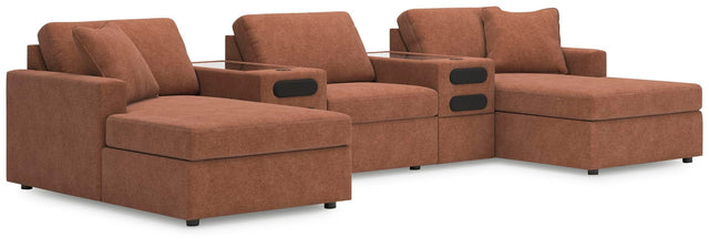 Modmax Spice Performance Fabric,Next-Gen Nuvella™ 5-Piece Double Chaise with Audio Consoles - image 1