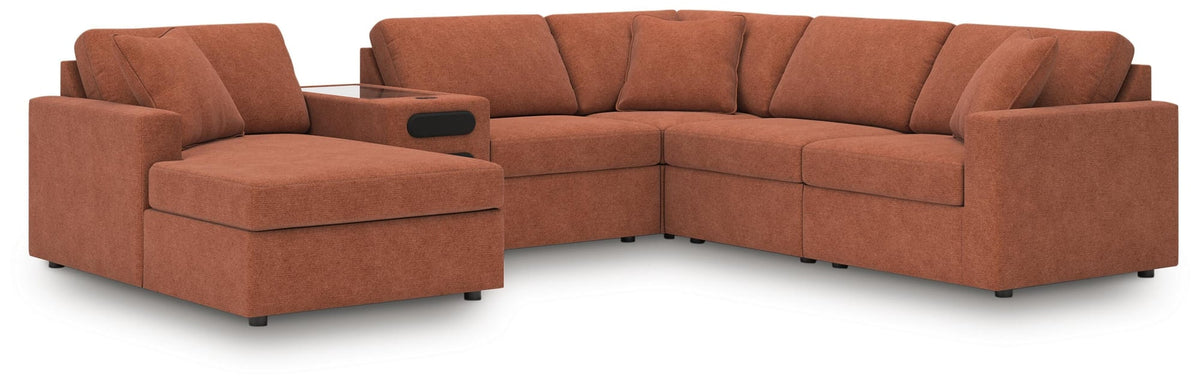 Modmax Spice Performance Fabric,Next-Gen Nuvella™ 6-Piece Sectional with Audio System and Chaise - image 1