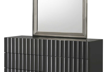 Close-up of LED lit upholstered bed headboard