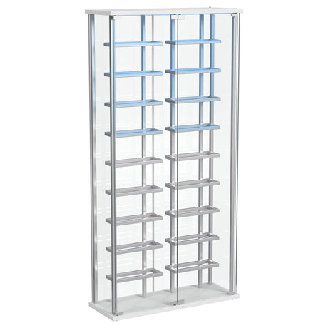 Montara Tempered Glass LED Wine Storage Curio Cabinet Chrome front view