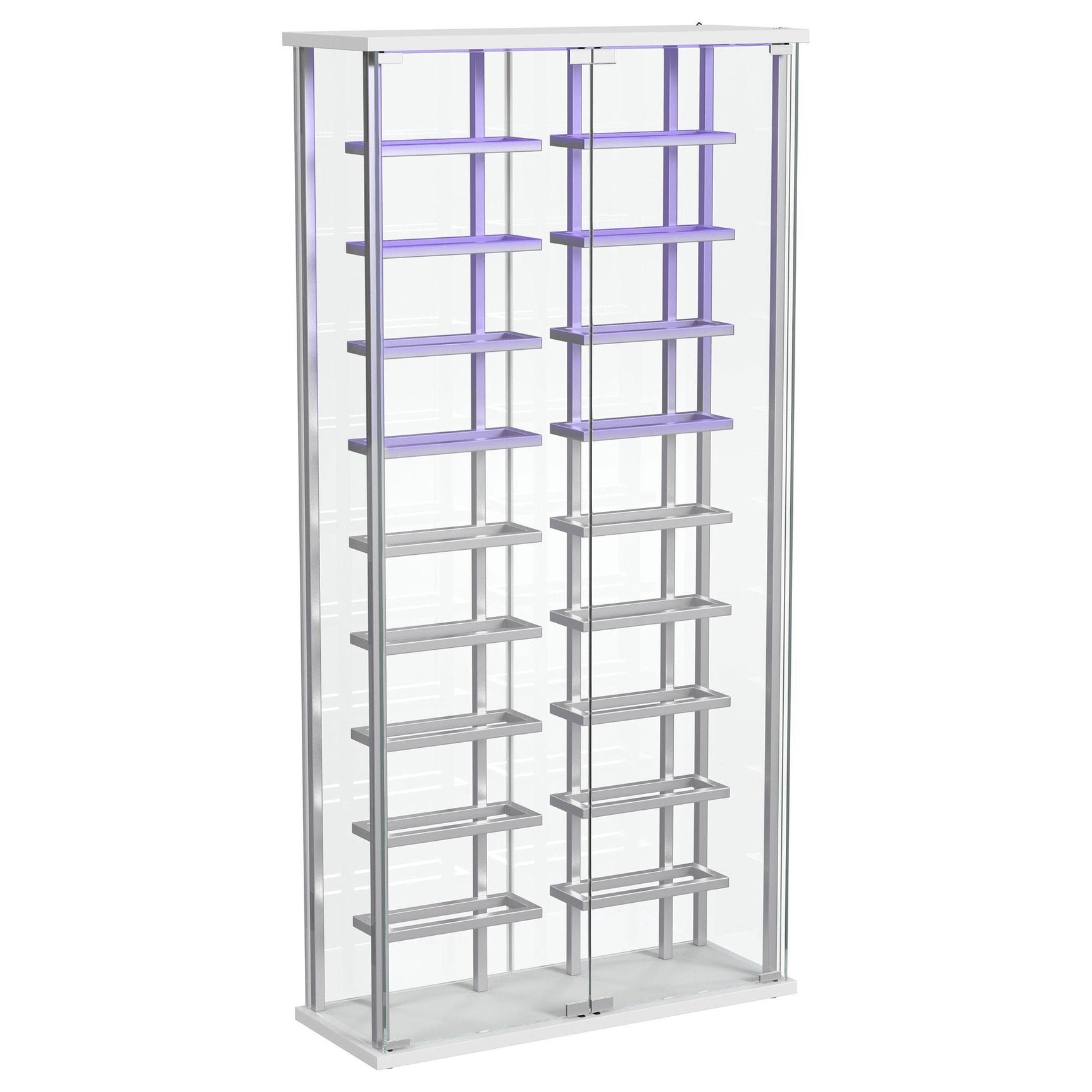 Montara Tempered Glass LED Wine Storage Curio Cabinet Chrome front view