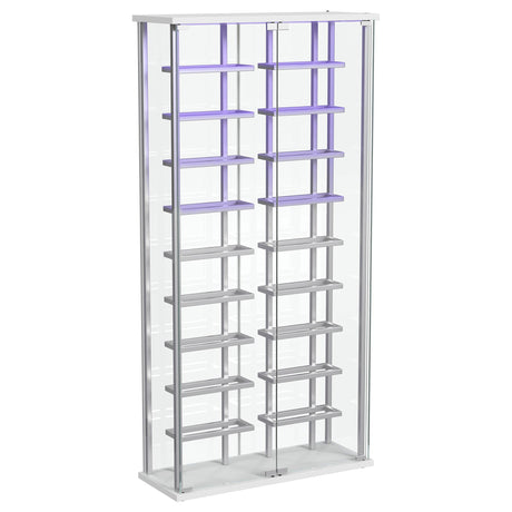 Montara Tempered Glass LED Wine Storage Curio Cabinet Chrome front view
