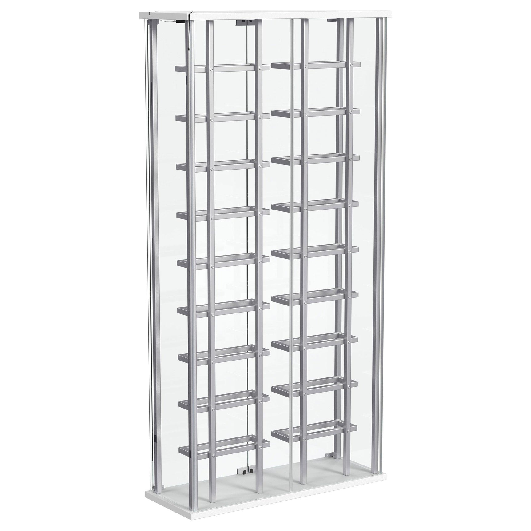 Montara Tempered Glass LED Wine Storage Curio Cabinet Chrome front view