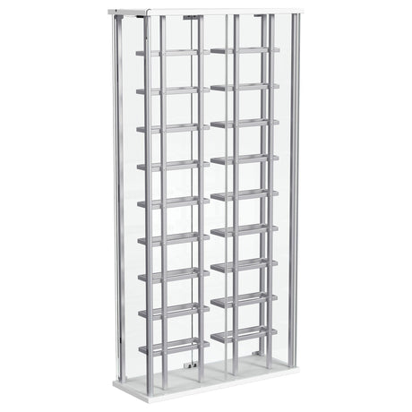 Montara Tempered Glass LED Wine Storage Curio Cabinet Chrome front view