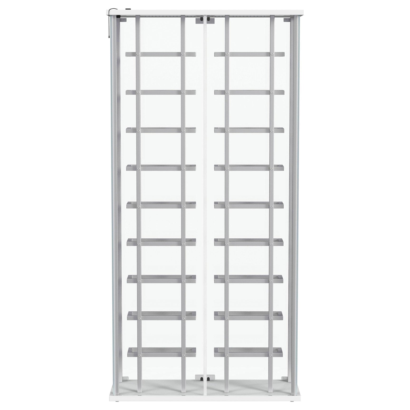 Montara Tempered Glass LED Wine Storage Curio Cabinet Chrome front view