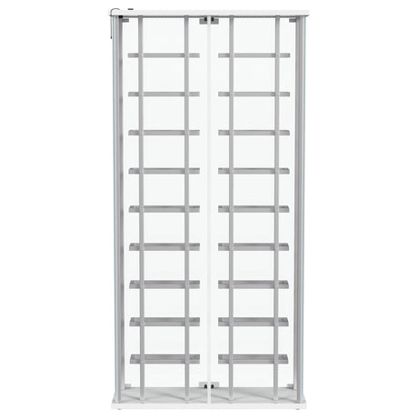 Montara Tempered Glass LED Wine Storage Curio Cabinet Chrome front view