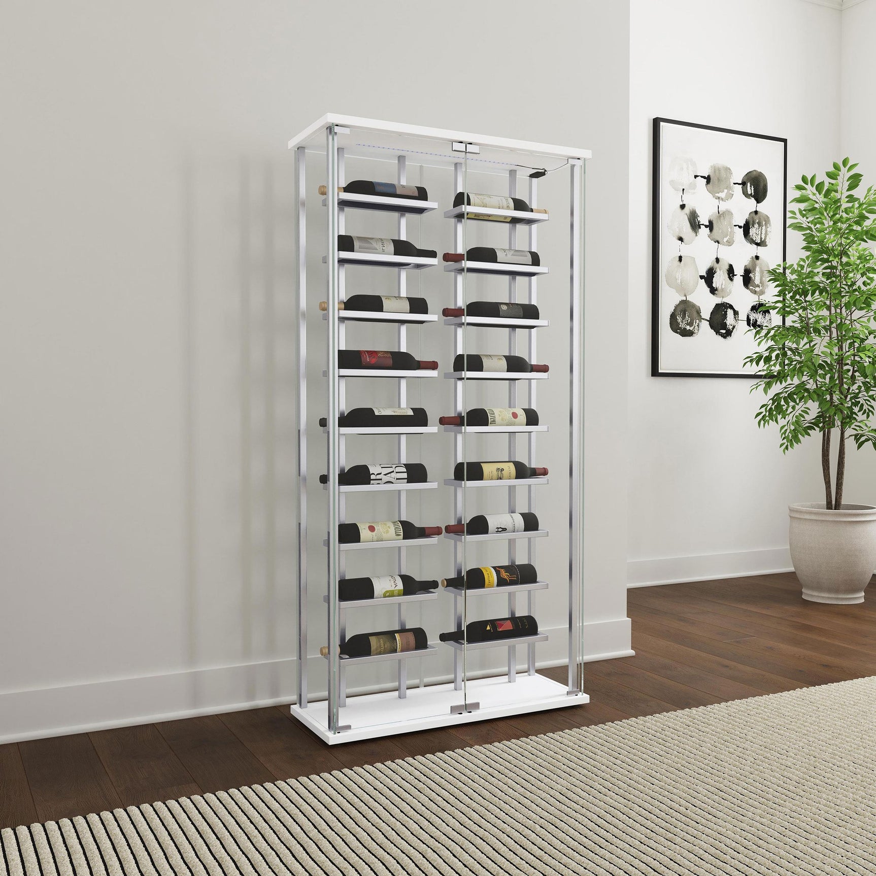 Montara Curio Cabinet open doors showing wine bottles