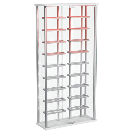 Montara Tempered Glass LED Wine Storage Curio Cabinet Chrome front view