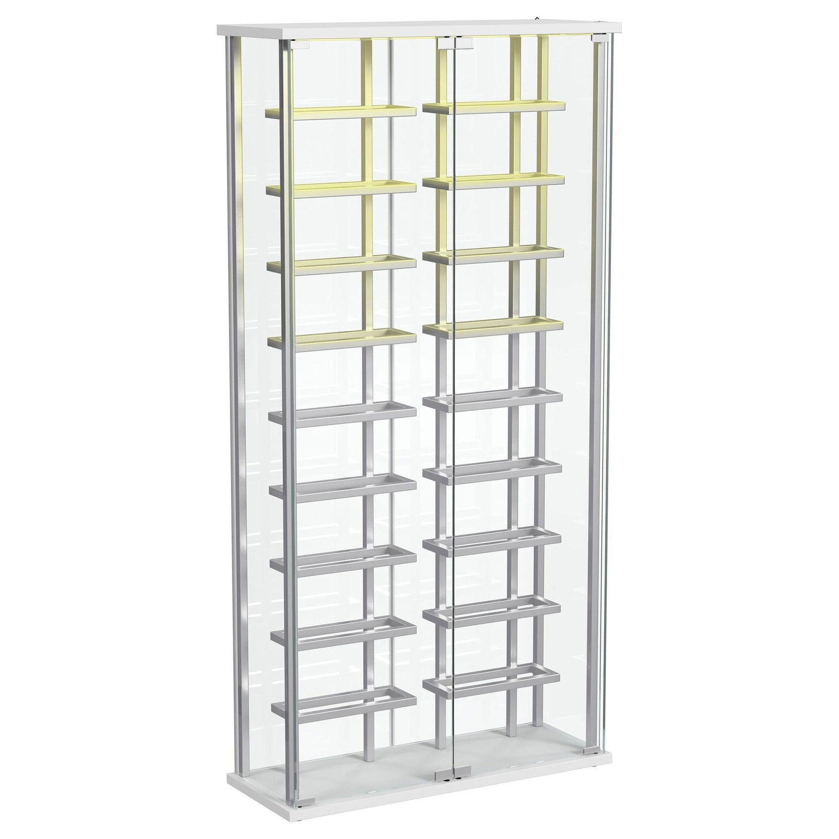 Montara Tempered Glass LED Wine Storage Curio Cabinet Chrome front view