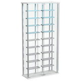 Montara Tempered Glass LED Wine Storage Curio Cabinet Chrome front view