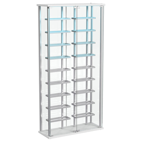 Montara Tempered Glass LED Wine Storage Curio Cabinet Chrome front view