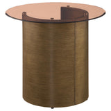 Top view of Morena round end table glass surface