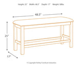 Bench seating at counter height dining table