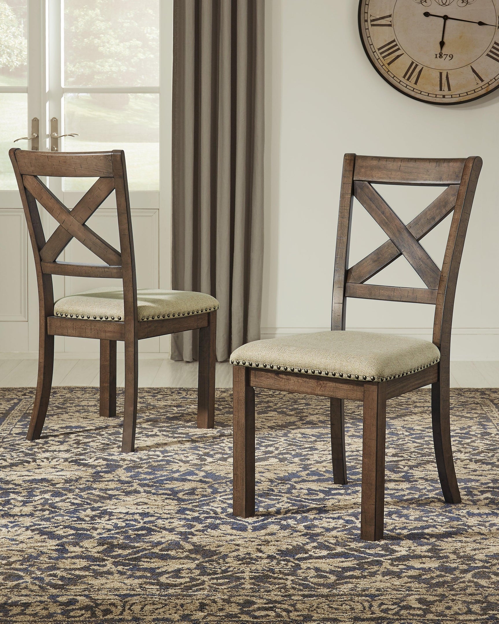 Barstool nailhead trim in antiqued bronze-tone finish