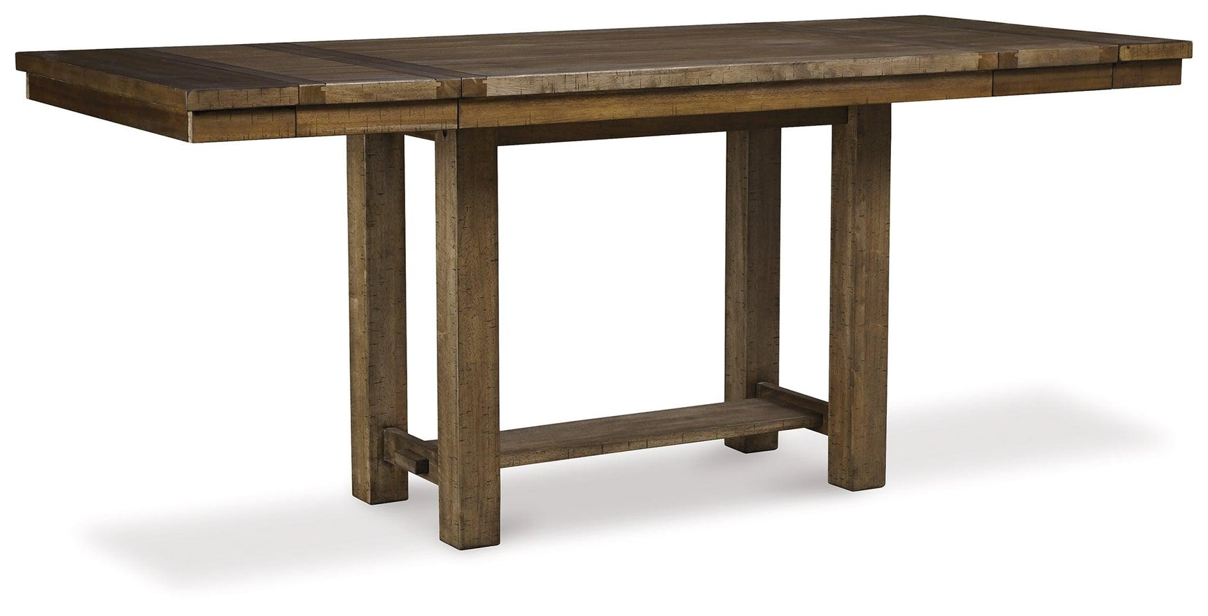 Dining table extended with two leaves to seat eight guests